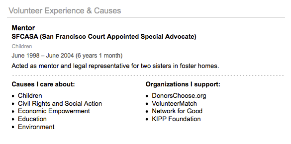 LinkedIn Profile - Volunteer Experience